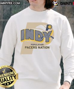 Alt Text: Official Indiana Pacers Stadium Essentials Greetings Sweatshirt featuring team logo and vibrant colors for fans.