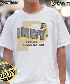 Official Indiana Pacers Stadium Essentials Greetings T-Shirt featuring team colors and logo, perfect for fans and game day.