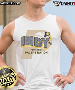 Official Indiana Pacers Stadium Essentials Greetings Tank Top featuring team colors and logo, perfect for game day attire.
