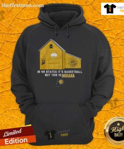 Alt Text: Official Indiana Pacers Stadium Essentials hoodie in vibrant blue with team logo, perfect for fans in 49 states.