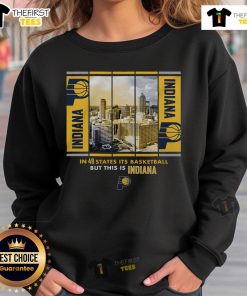 Official Indiana Pacers Stadium Essentials Skyline Boxout Sweatshirt featuring team colors and logo, perfect for fans.