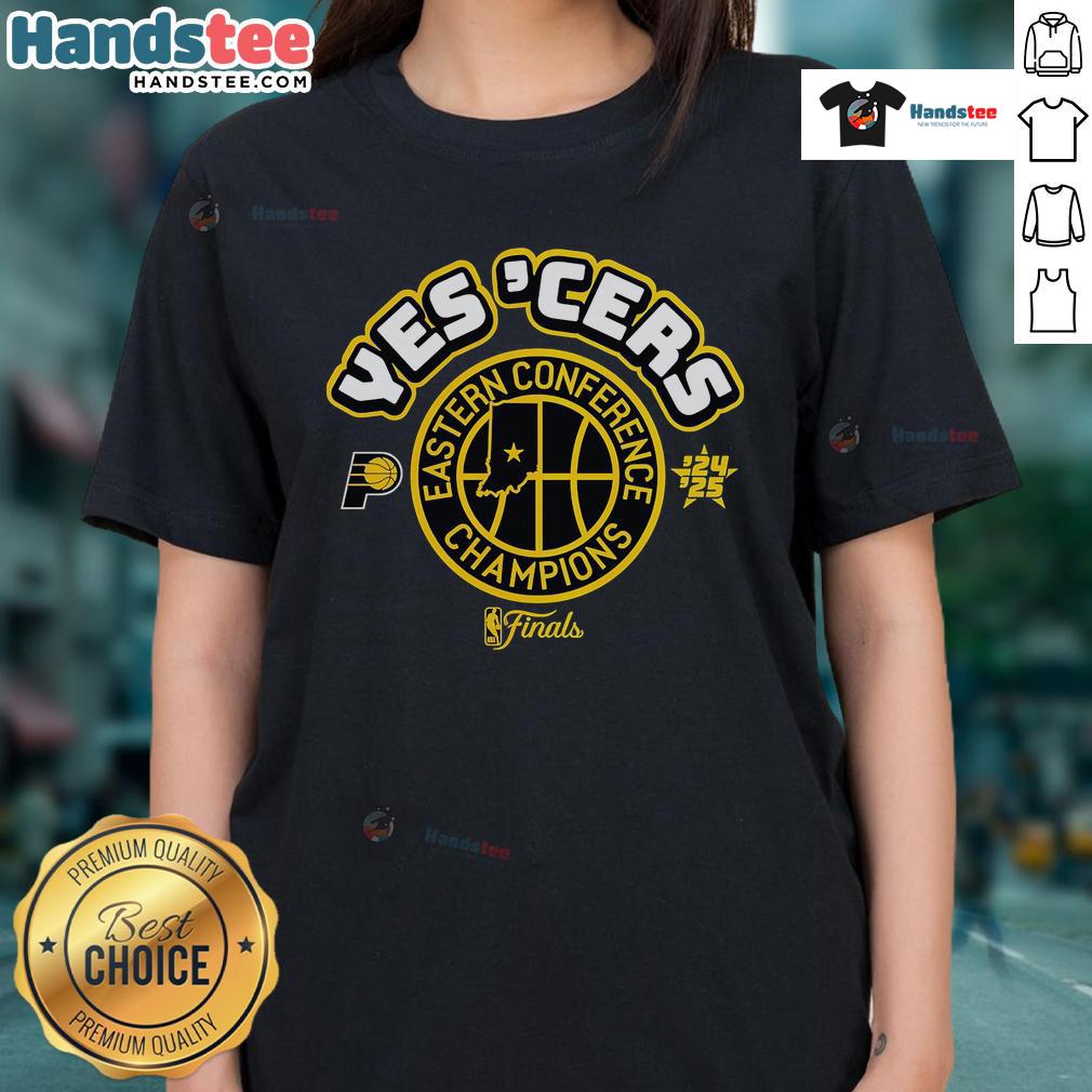 Official Indiana Pacers Yes ‘Cers Eastern Conference Champions 2025 Ladies-Tee Official Indiana Pacers Yes 'Cers Eastern Conference Champions 2025 Ladies Tee showcasing team pride and style.