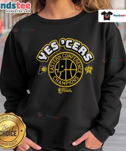 Official Indiana Pacers Yes Cers Eastern Conference Champions 2025 sweatshirt showcasing team pride and style.