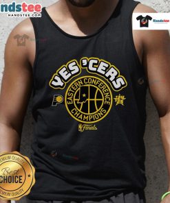Official Indiana Pacers Yes Cers Eastern Conference Champions 2025 tank top showcasing team pride and vibrant design.
