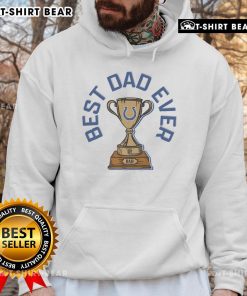 Official Indianapolis Colts Best Dad Ever Trophy Hoodie in navy blue, perfect gift for Colts fans and dads.