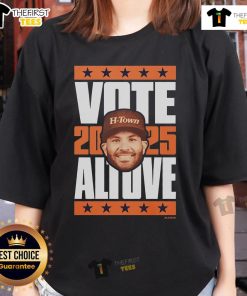 Official Jose Altuve 2025 Vote Ladies Tee featuring a stylish design perfect for baseball fans and supporters of Altuve.