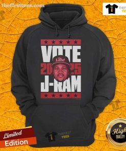 Official Jose Ramirez 2025 Vote Hoodie featuring bold text and vibrant colors for stylish political support.