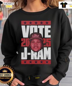 Alt Text: Official Jose Ramirez 2025 Vote Sweatshirt featuring bold graphics and a comfortable design for supporters.