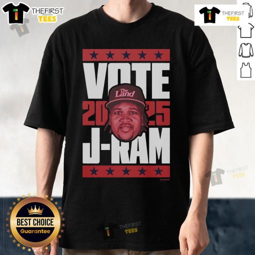 Official Jose Ramirez 2025 Vote T-Shirt featuring bold graphics and vibrant colors, perfect for campaign supporters.