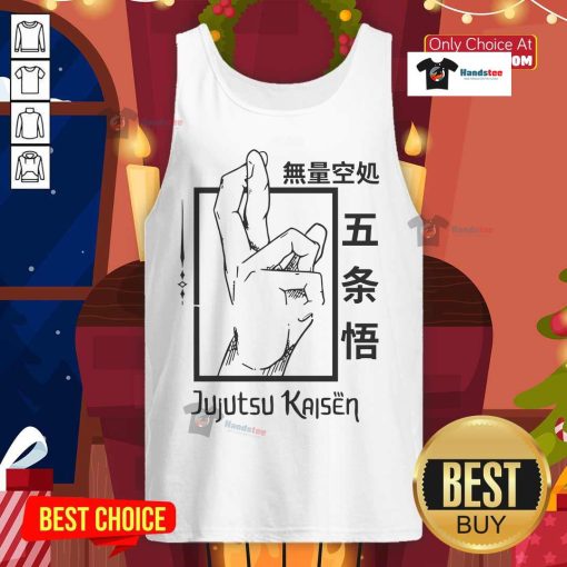 Alt Text: Official Jujutsu Kaisen hand gesture tank top featuring a stylish design, perfect for anime fans and summer wear.