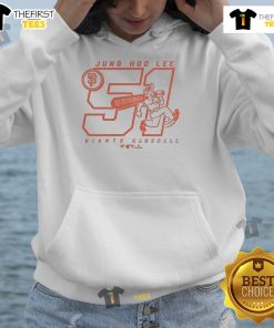 Official Jung Hoo Lee 51 San Francisco Giants Bay City baseball hoodie in black, featuring vibrant team logo.