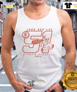 Alt Text: Official Jung Hoo Lee 51 San Francisco Giants Bay City baseball tank top featuring team logo and vibrant colors.