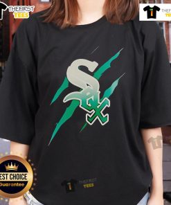 Alt Text: Official Jurassic World Rebirth Chicago White Sox logo on a stylish ladies tee, perfect for fans and collectors.