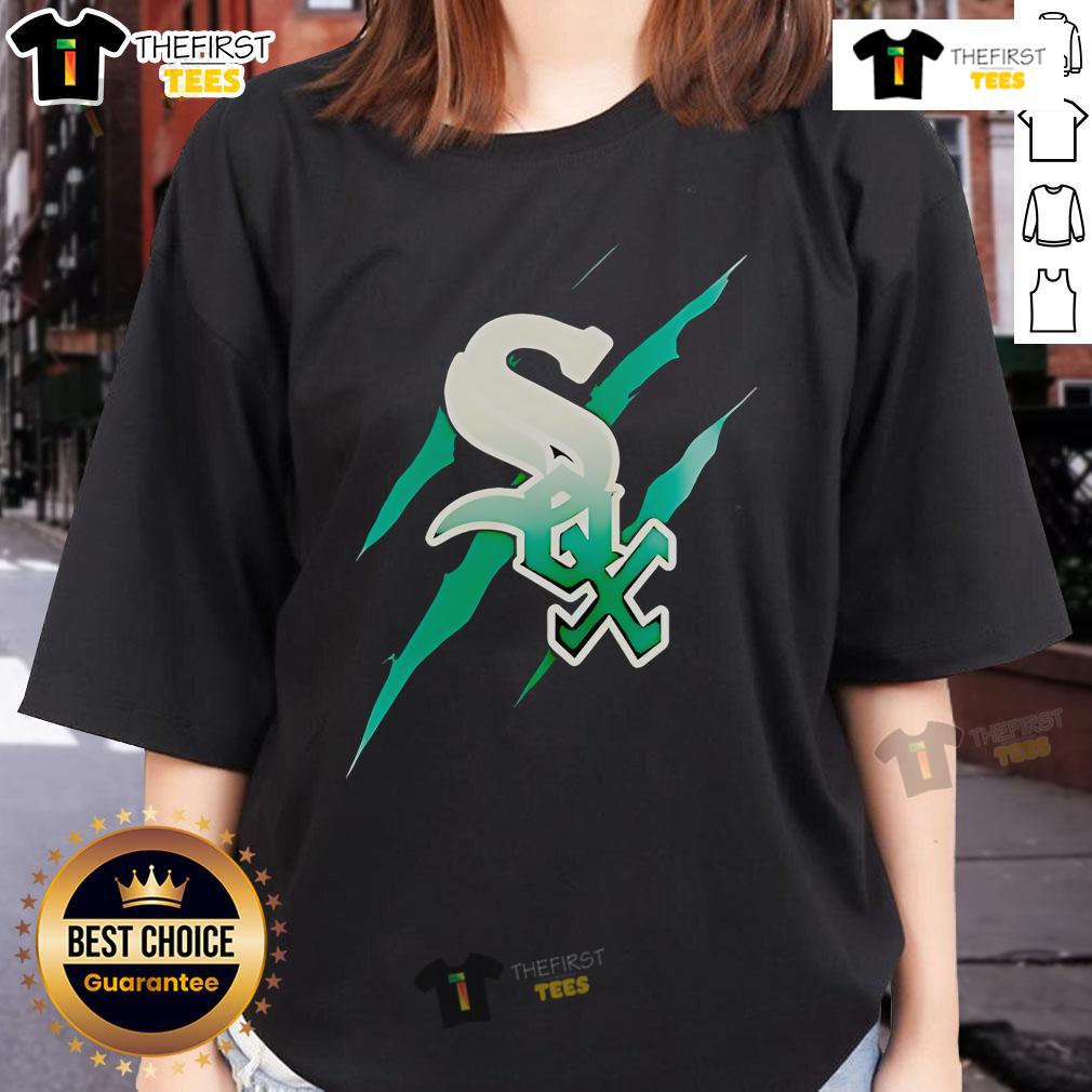 Official Jurassic World Rebirth Chicago White Sox Logo Ladies Tee Alt Text: Official Jurassic World Rebirth Chicago White Sox logo on a stylish ladies tee, perfect for fans and collectors.