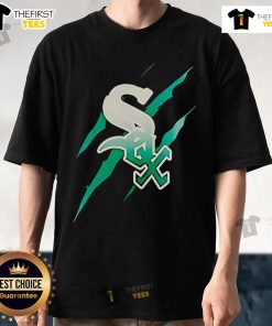 Alt Text: Official Jurassic World Rebirth Chicago White Sox logo t-shirt featuring vibrant graphics and a modern design.