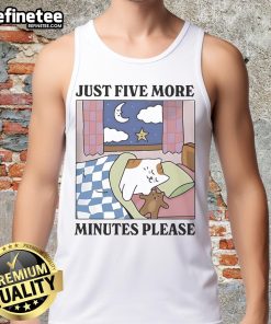 Official Just Five More Minutes Please Cat Tank Top featuring a cute cat graphic, perfect for cat lovers and casual wear.
