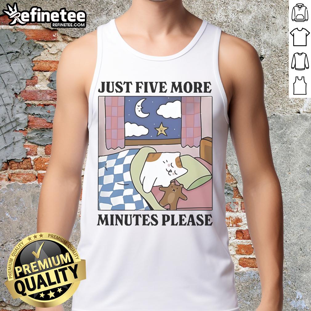 Official Just Five More Minutes Please Cat Tank Top Official Just Five More Minutes Please Cat Tank Top featuring a cute cat graphic, perfect for cat lovers and casual wear.