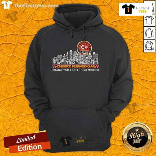 Alt Text: Official Kansas City Chiefs Chiefs Kingdom hoodie featuring a 'Thank You For The Memories' design, perfect for fans.