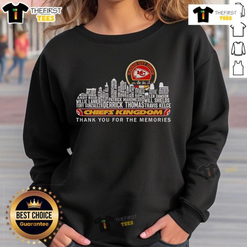 Official Kansas City Chiefs Chiefs Kingdom Thank You For The Memories sweatshirt in red, perfect for fans.