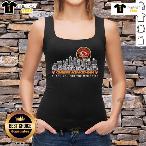 Kansas City Chiefs 'Thank You For The Memories' tank top featuring Chiefs Kingdom logo, perfect for fans.
