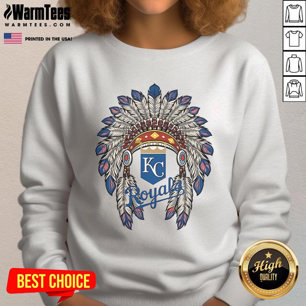 Official Kansas City Royals Native American Logo Sweatshirt Alt Text: Official Kansas City Royals Native American logo sweatshirt featuring vibrant colors and team branding.