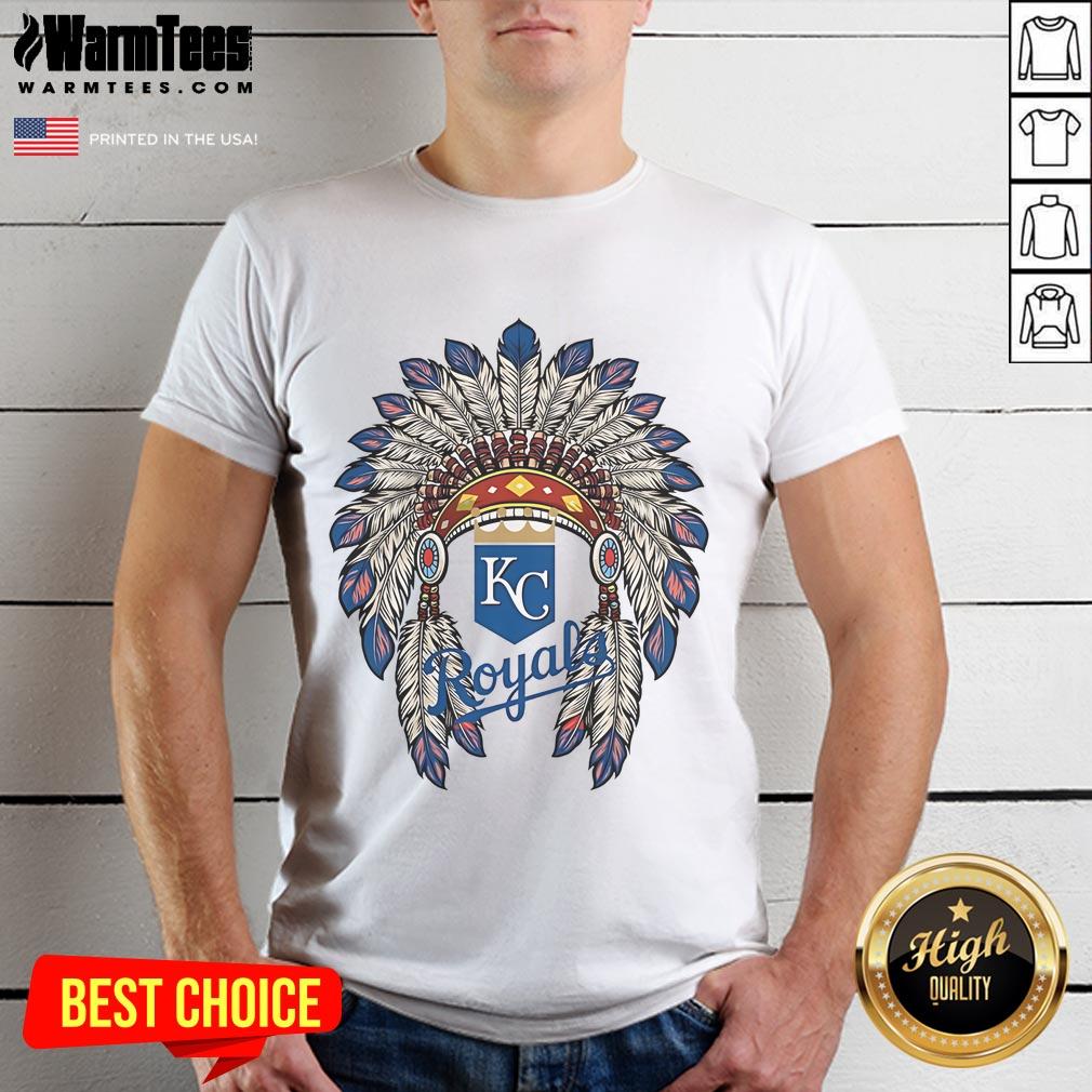 Official Kansas City Royals Native American Logo T Shirt Alt Text: Official Kansas City Royals Native American logo t-shirt featuring a vibrant design and team colors for fans.