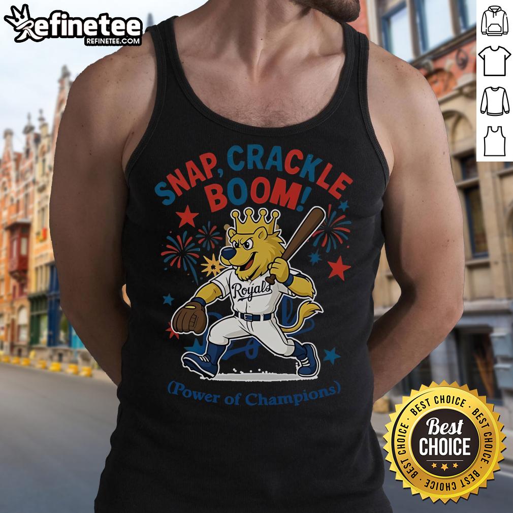 Official Kansas City Royals Snap Crackle Boom Power Of Champions Indepencence Day Tank Top Official Kansas City Royals Snap Crackle Boom Independence Day tank top featuring vibrant design and team logo.