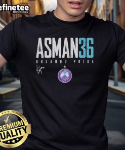 Official Kat Asman Orlando Pride Elite 36 T-Shirt featuring vibrant team colors and logo, perfect for fans and supporters.