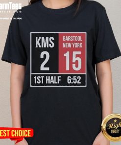 Official Kirk Comeback KMS 2 Barstool New York 15 1st Half Ladies Tee featuring a stylish design for fans.