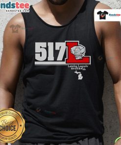 Official Lansing Lugnuts 517 Tank Top showcasing team logo and vibrant design, perfect for summer games and fan pride.