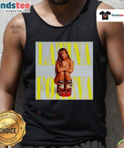 Alt Text: Official Latina Foreva poster tank top featuring vibrant colors and bold graphics, perfect for stylish summer wear.