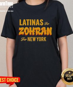 Official LATINAS for Zohran New York Ladies Tee featuring vibrant design and empowering message for Latinx women.