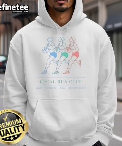 Official Local Run Club hoodie featuring 'Local Hoops Appointment Only No Fouls' design, 85 Christopher St, NY.