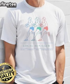 Official Local Run Club T-shirt featuring 'Local Hoops Appointment Only' design, located at 85 Christopher St, NYC.