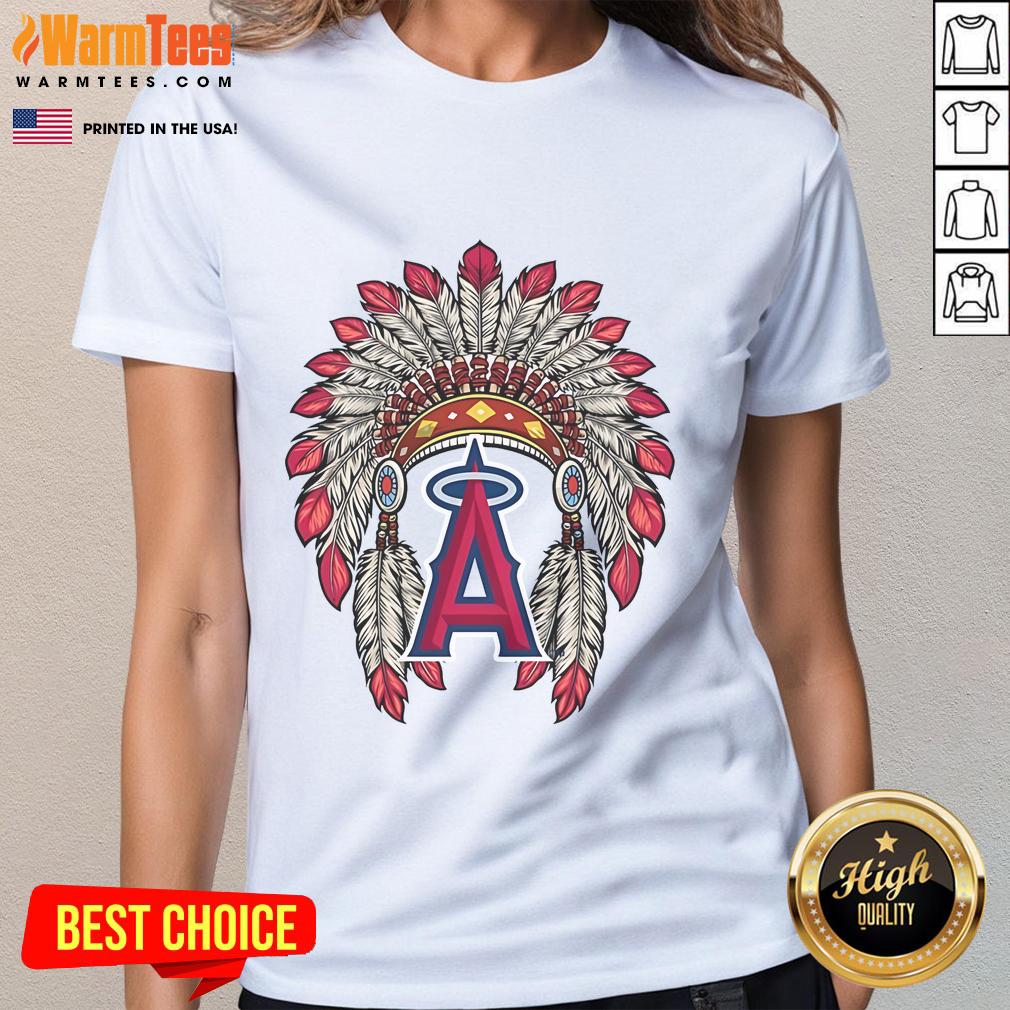 Official Los Angeles Angels Native American Logo Ladies Tee Official Los Angeles Angels Native American logo on a stylish ladies tee, perfect for fans and collectors.