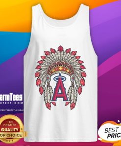 Official Los Angeles Angels Native American logo tank top featuring vibrant design and team spirit for fans.