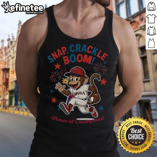 Alt Text: Official Los Angeles Angels Snap Crackle Boom Independence Day tank top featuring vibrant team colors and patriotic design.