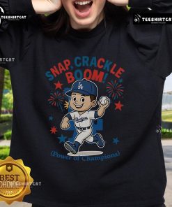 Official Los Angeles Dodgers Snap Crackle Boom Independence Day sweatshirt featuring vibrant team colors and design.
