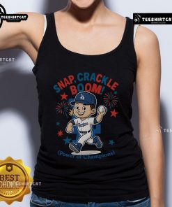 Alt Text: Official Los Angeles Dodgers Snap Crackle Boom Independence Day tank top featuring vibrant team colors and festive design.