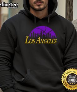 2025 Official Los Angeles Lakers Cityscape Skyline Style Hoodie featuring vibrant team colors and iconic LA skyline design.