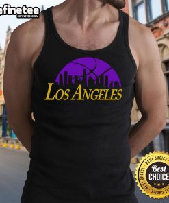 Official Los Angeles Lakers Cityscape Skyline Style 2025 Tank Top featuring vibrant team colors and iconic LA skyline design.
