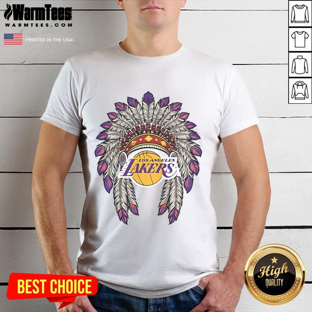 Official Los Angeles Lakers Native American Logo T Shirt Official Los Angeles Lakers Native American Logo T-Shirt featuring vibrant colors and unique design for basketball fans.