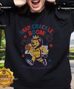 Official Los Angeles Lakers Snap Crackle Boom sweatshirt for Independence Day featuring vibrant team colors and logo.