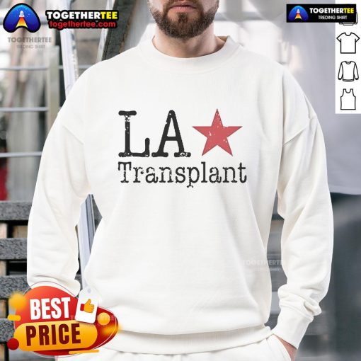 Official Los Angeles Transplant Sweatshirt in navy blue, showcasing a stylish design perfect for LA fans and newcomers.