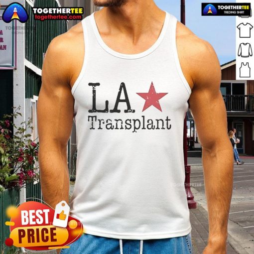 Official Los Angeles Transplant Tank Top showcasing a trendy design perfect for city enthusiasts and summer wear.