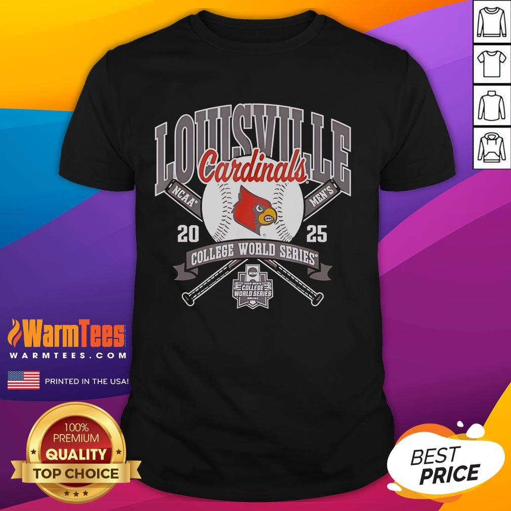 Official Louisville Cardinals College World Series 2025 Baseball T Shirt Alt Text: Official Louisville Cardinals College World Series 2025 Baseball T-Shirt featuring team logo and vibrant design.