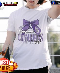 Official LSU Tigers 2025 NCAA Baseball Men's College World Series Champions Bow T-Shirt, showcasing team pride and victory.