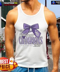 Official LSU Tigers 2025 NCAA Baseball Men's College World Series Champions Bow Tank Top in vibrant team colors.