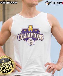 Alt Text: Official LSU Tigers Baseball 2025 National Champions logo on a stylish tank top, perfect for fans and summer wear.