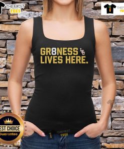 Official LSU Tigers Baseball National Champions GR8NESS Lives Here logo tank top showcasing team spirit and pride.